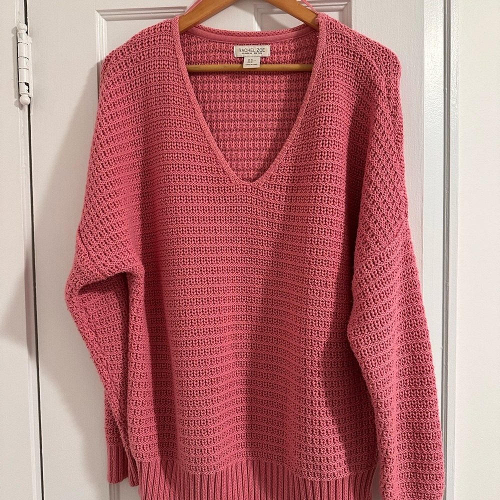 Rachel Zoe Pink V-Neck Sweater